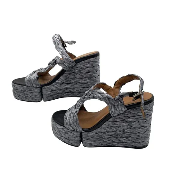 Robert Clergerie Ally Raffia Platform Wedge Sandal Womens Size US 6.5 - Picture 4 of 11